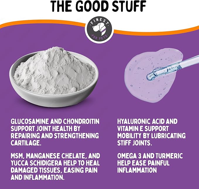 Joint Repair Dog Hip and Joint Supplement with Glucosamine Chondroitin Omega 3 MSM &amp Turmeric. Supports Hip &amp Joint Health Mobility &amp Cartilage Development. 120 Chicken Flavor Chews M