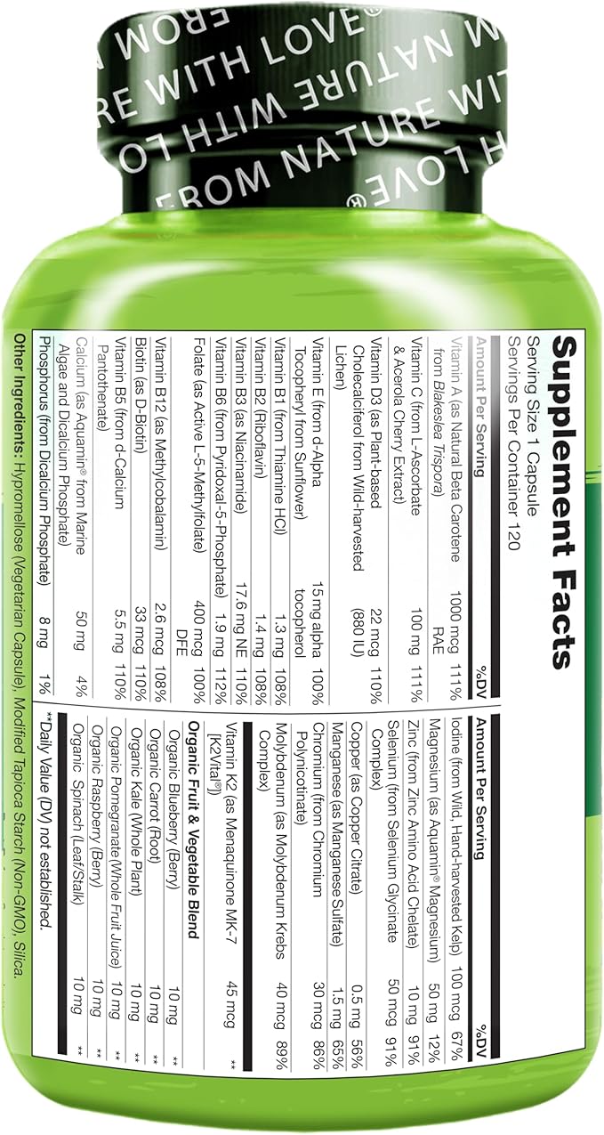 NATURELO Probiotics for Digestive Health - 60 Vegetarian Capsules and One Daily Multivitamin for Men 120 Vegetarian Capsules Bundle