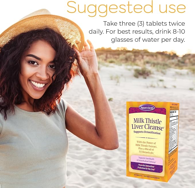 Nature's Secret Milk Thistle Liver Cleanse - Supports Healthy Liver Function &amp Detoxification -18 Botanical Blend Turmeric Dandelion Beet &amp Artichoke - Natural Powerful Antioxidant (Pack of