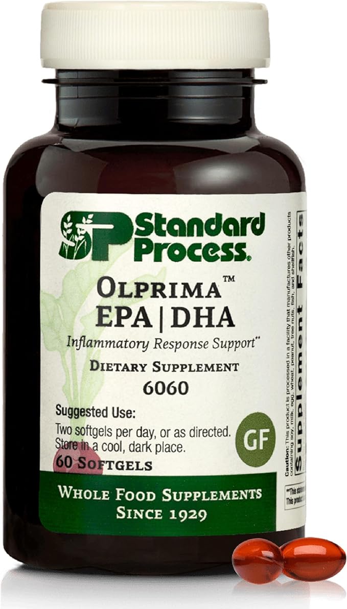 Standard Process Olprima EPA|DHA - Supplement for Brain Health with Omega-3 - Supports a Healthy Heart - Gluten-Free Non-Dairy &amp Non-Soy - 60 Softgels (30 Servings)