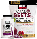 Force Factor Hair Growth Accelerator Capsules 90 Capsules + Total Beets Ultimate Heart Health Blood Pressure Support Pomegranate Berry 60 Soft Chews