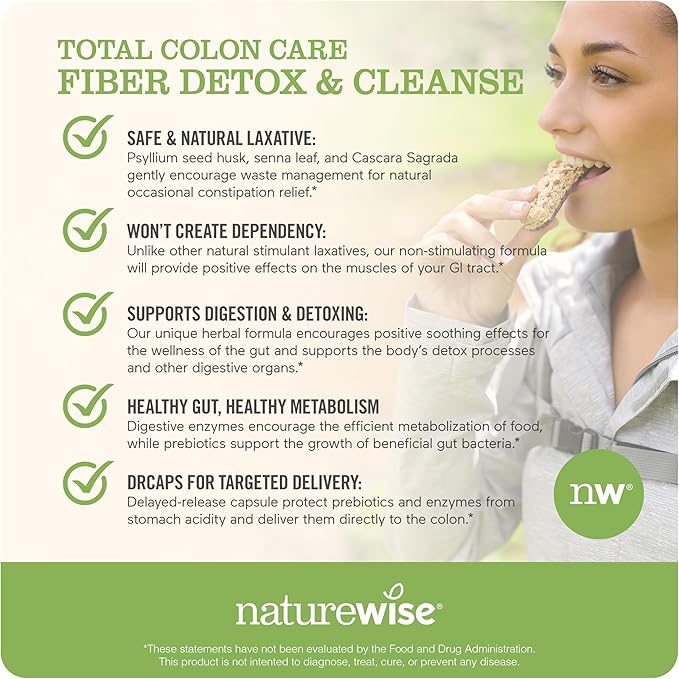NatureWise Total Colon Care Fiber Cleanse and Omega 3 Fish Oil Capsules [60 Count Each]