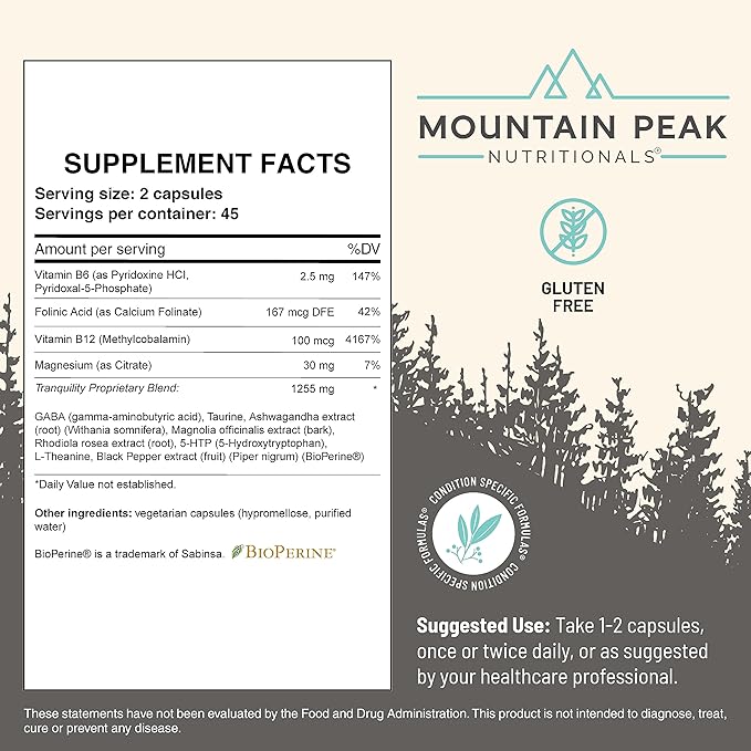 Mountain Peak Nutritionals Ultimate Relaxation Bundle - Tranquility &amp Sleep Easy - Promoting A Calm &amp Relaxed Mood for Better Rest - Sleep Support Supplements w/Vitamins B6 &amp B12