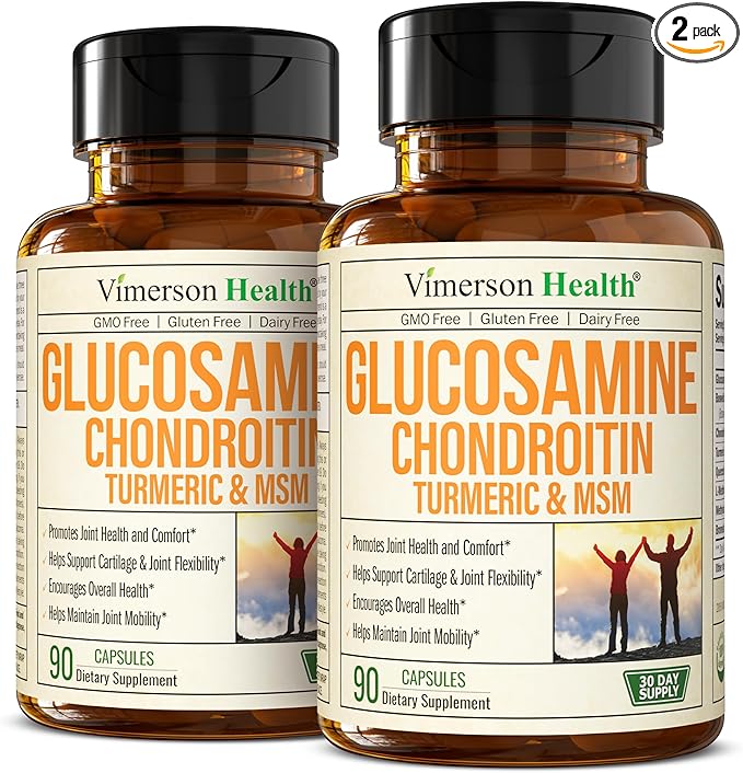 Glucosamine Chondroitin MSM – Joint Support Supplement for Women and Men with Glucosamine Sulfate 1500 mg Chondroitin and MSM – for Cartilage Joint Health and Flexibility – 2 Pack