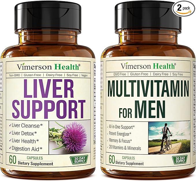 Liver Health + Men's Multivitamin Bundle. Liver Cleanse &amp Detox - Artichoke Milk Thistle Ginger Celery. Vitamins for Men - Immune Support Energy &amp Antioxidant Supplement