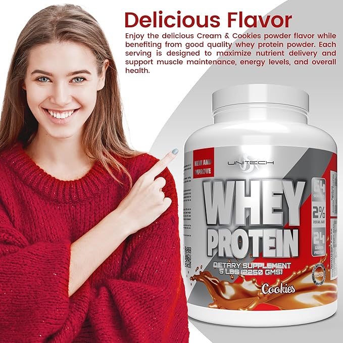 Unitech USK Whey Cookies Protein Powder | Muscle Repair &amp Metabolism Support | Protein with Essential Amino Acids Enzymes &amp Minerals | Sports Supplement | Cookies Flavor 80oz