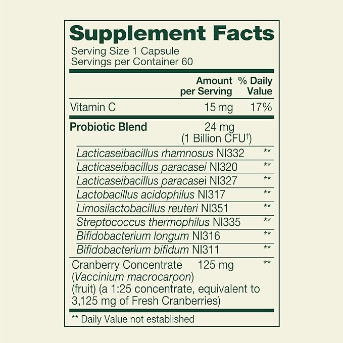 Probiotics for Women Capsules Dietary Supplement 1 Billion CFUs - Digestive Health by Spring Valley (60 Capsules - Pack of 1) - Set by Basket Goods