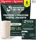 Nutrition On The Go Whey Protein Isolate Packets with Creatine – 25g Protein + 5g Creatine – Single-Serve Travel Protein Powder – Vanilla (6-Pack)