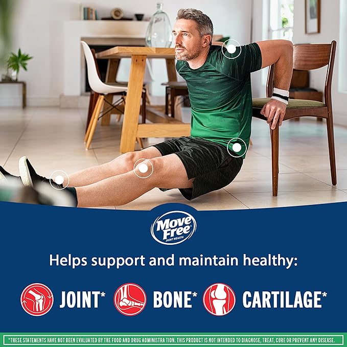 Move Free Advanced Glucosamine Chondroitin MSM Joint Support Supplement Supports Mobility Comfort Strength Flexibility &amp Bone - 120 Tablets (40 servings)*