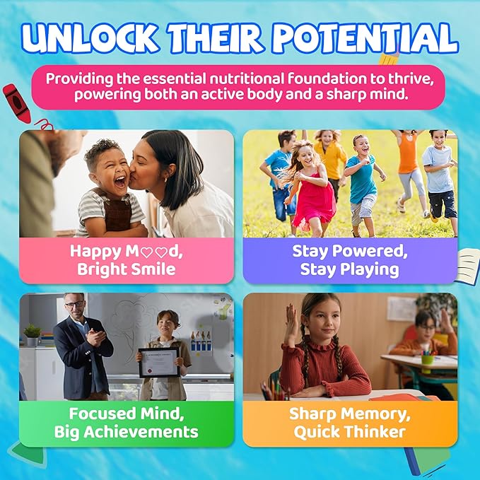 L Methylfolate for Kids Gummies Active 5-MTHF + Methyl B12 B6 Choline &amp Vegan DHA Methylated Vitamins for Kids MTHFR Supplement Support Mood Bēhavior Cognition Brain Focus Sugar Free 2