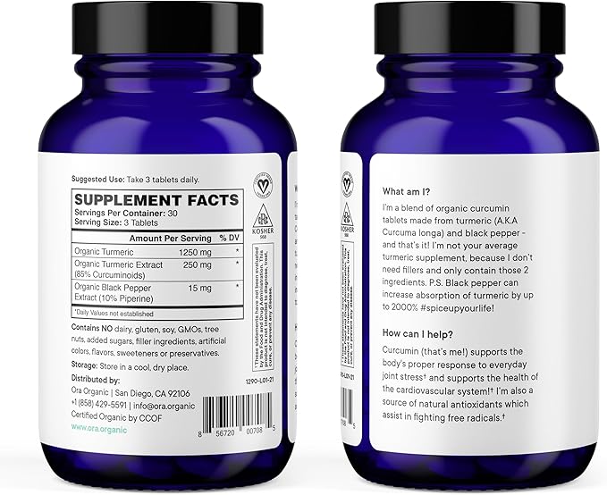 Ora Organic Hormone Balance &amp Turmeric Curcumin Supplement Bundle: Elevate Mood Energy &amp Joint Health Naturally Acerola Cherry + Pure Turmeric Enhanced by Piperine - 90 Vegan Tablets