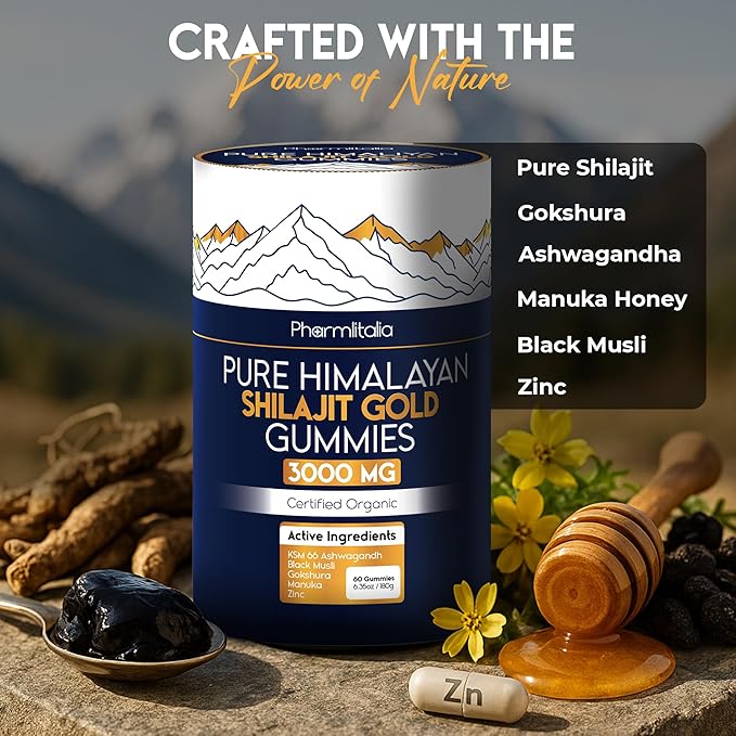 Magnesium Glycinate &amp Pure Himalayan Shilajit Gummies Bundle – Sleep Muscle Recovery &amp Energy – High Absorption Magnesium 400mg + Gold Shilajit with Ashwagandha for Strength &amp Vitality –