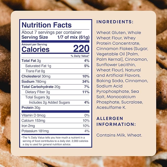 Protein Pancake Mix &amp Protein Waffle Mix by Phoros Nutrition 30g of Protein Low Carb High Protein Keto-Friendly Whey Protein Whole Grain Oats Whole Wheat Pancakes Just Add Water (Cinnamon)
