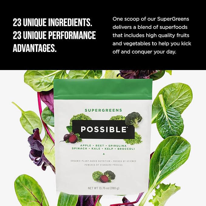 SuperGreens - Potent Superfoods Blend - Plant-Based Antioxidant Support - Greens Powder Supplement &amp Drink Mix - Non-GMO Vegan &amp Gluten-Free - SuperGreens (30 Servings)
