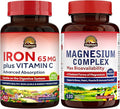 Vitalitown Magnesium Complex Supplement 500mg &amp 65mg Iron Supplement for Women Men for Sleep Muscle Blood Building &amp Energy Improvement