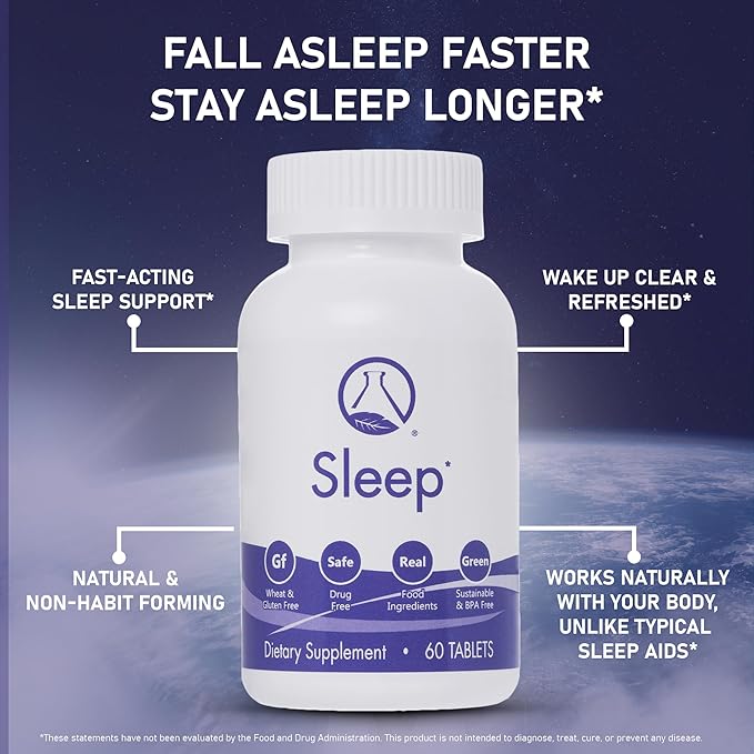 Sleeping Aid Supplement - Natural Sleep Supplement Tablets with Valerian Root Passionflower Magnesium Melatonin Soothing Herbs for Relaxation and Sleep - NASA Technology 60 ct