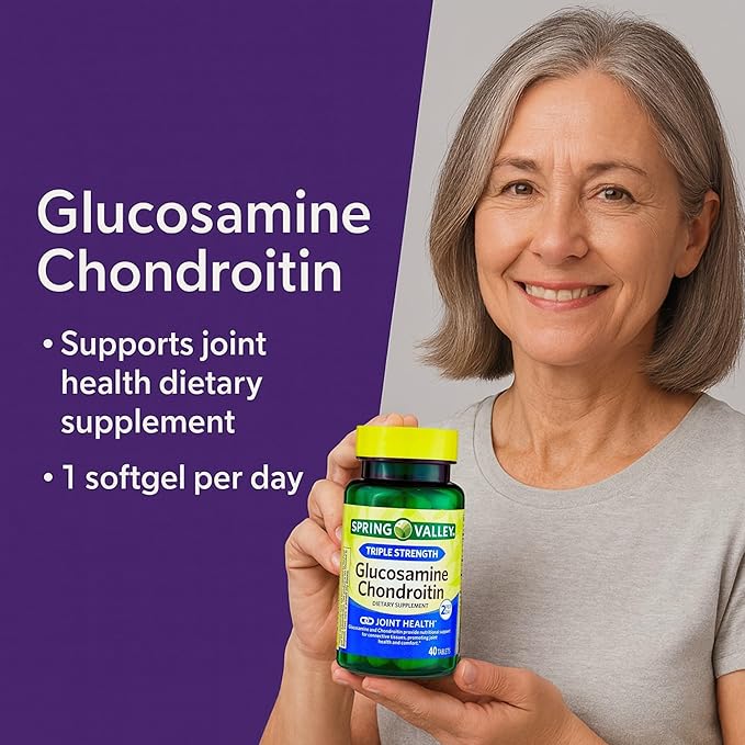 Unique Bundle Store Glucosamine Chondroitin Triple Strength 40 Tablets Glucosamina Suplemento 1400mg Glucosamine + 1200mg Chondroitin Daily Joint Support Gluten Free (Pack of 3)