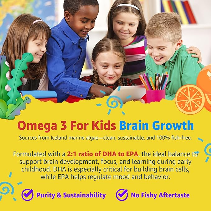 Calm Focus Magnesium with Omega 3 Gummies Age 4+ &amp Kids Multivitamin Gummies