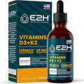 E2H Vitamins D3 &amp K2 Supplement for Immune Support - Liquid Vitamin D3 5000 IU - Made in The USA - Non-GMO Vegan - 120 Servings
