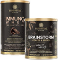 Immuno Whey Protein + Brainstorm Functional Coffee Bundle – 18g Protein Amino Acids &amp Glutathione Support + Focus Clarity &amp Energy Boost – Keto Friendly Sugar Free – Chocolate &amp Spices