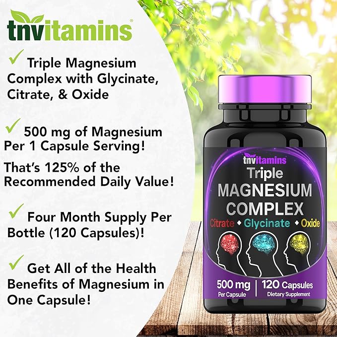 Triple Magnesium Complex 500mg (120 Capsules) &amp Magnesium Glycinate 300mg (90 Capsules)