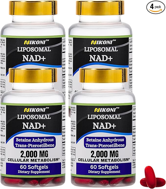 Nikoni Liposomal NAD+ 2000 mg with TMG and Pterostilbene Supports Healthy Aging-240 Softgels