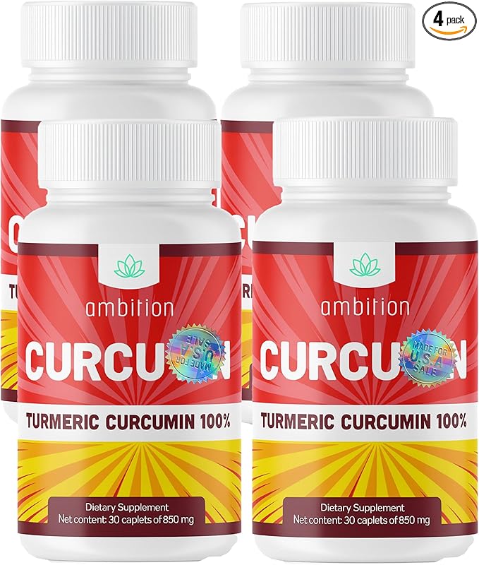 Curcumin Turmeric Curcuma Curcuyin Supplements 850 mg 30 Caplets. (4 4 Pack)