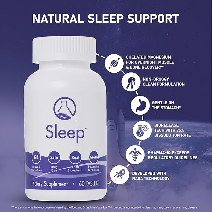 Sleeping Aid Supplement - Natural Sleep Supplement Tablets with Valerian Root Passionflower Magnesium Melatonin Soothing Herbs for Relaxation and Sleep - NASA Technology 60 ct