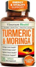 Moringa Turmeric Curcumin Supplement for Joint Health Gut Health Energy &amp Immune Support – Turmeric Curcumin with Black Pepper – Total Wellness Formula with Tumeric Moringa Pure Capsules – 120 C