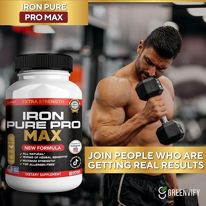 Iron Pure Pro Max Dietary Supplement Organic Maca Root Blend 60 Capsules 30-Day Supply (2)