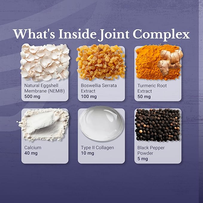 Joint Complex - Joint &amp Cartilage Health - Joint Support Supplement with Calcium NEM Eggshell Membrane Boswellia Serrata - Knee Supplements for Men &amp Women 60 Capsules