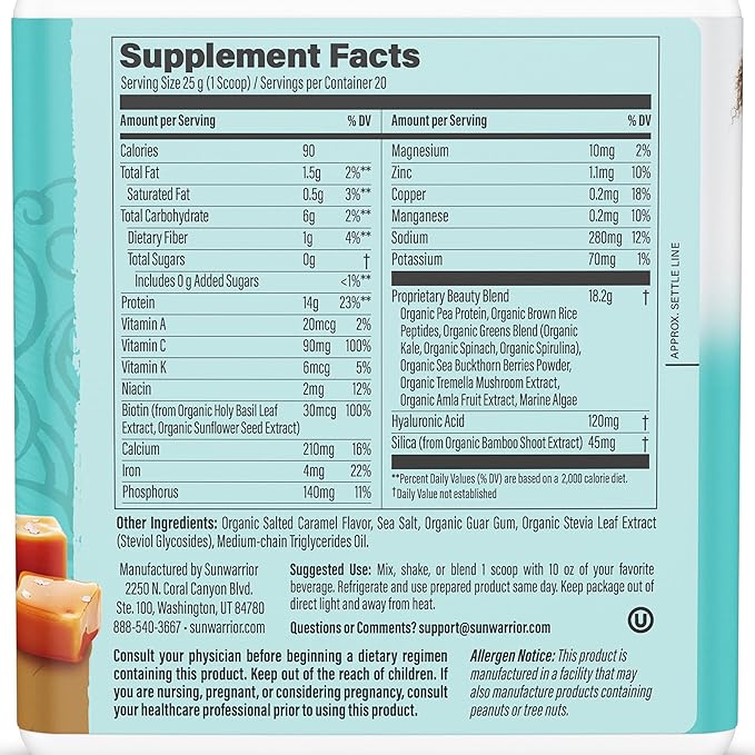 Vegan Collagen Protein Powder for Women Silica Plant Based Collagen Powder with Vegan Hair Skin and Nails Vitamins Non-GMO No Added Sugar Soy Dairy &amp Gluten Free (Salted Caramel 20 Servings)