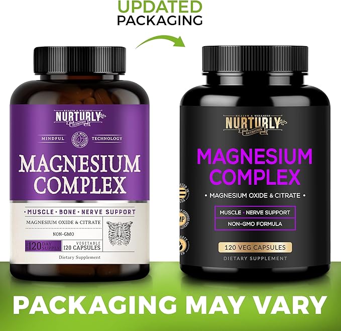 Magnesium Complex and Omega 3 Fish Oil - Magnesium Citrate 500MG – Fish Oil 2000mg 800mg EPA and 600mg DHA - Muscle Relaxation Sleep and Energy Bone Health Brain and Heart
