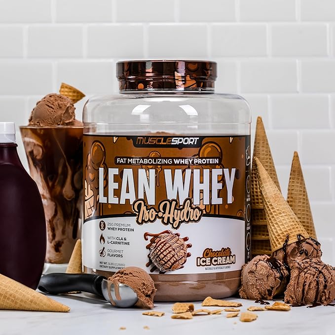 Musclesport Lean Whey Revolution™ Protein Powder - Whey Protein Isolate - Low Calorie Low Carb Low Fat Incredible Flavors - 25g Protein per Scoop - 5lb Chocolate Ice Cream
