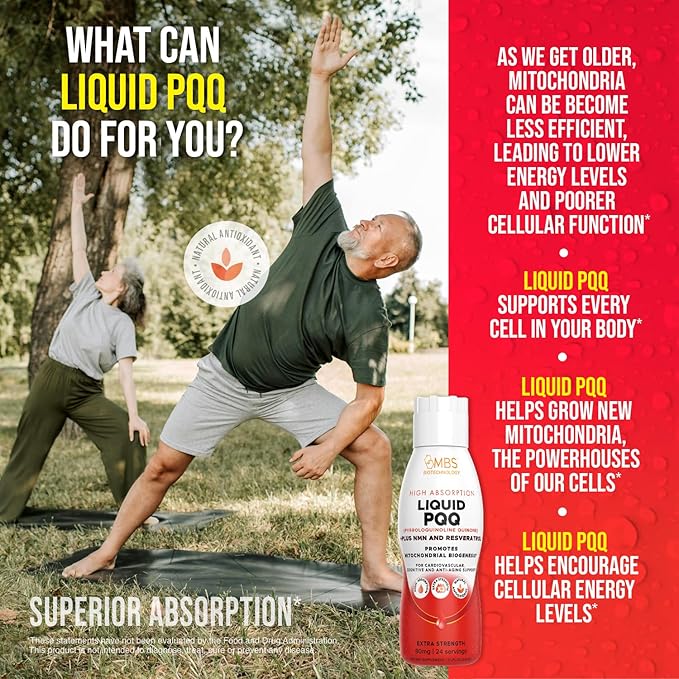 17oz 80mg Liquid PQQ Superior Highly Absorbable Pyrroloquinoline Quinone for Mitochondria Energy and Antioxidants. 24 Servings. Supports Heart Health and Cognitive Function.