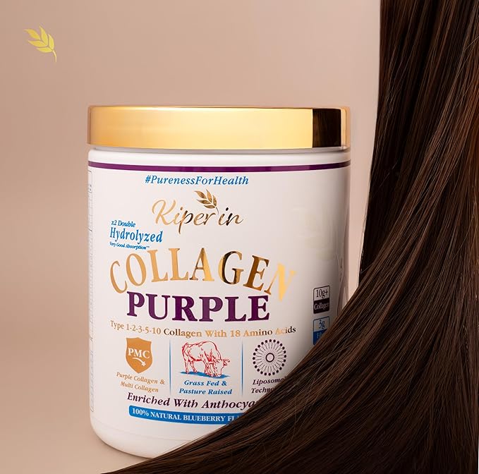 Purple &amp Multi Collagen Peptides Protein Powder | Clinically Proven | Liposomal Technology &amp Anthocyanins Advanced with 18 Amino Acids High Absorption Formula 40 Servings 20.3oz