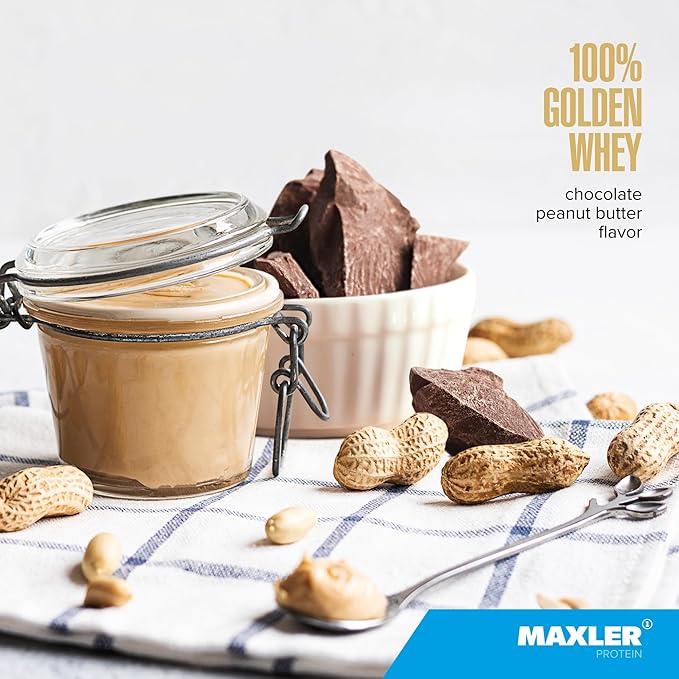 Maxler 100% Golden Whey Protein - 22g of Protein per Serving - Whey Protein Powder for Pre Post Workout - Fast-Absorbing Whey Concentrate Isolate &amp Hydrolysate Blend - Chocolate Peanut Butter 2 l