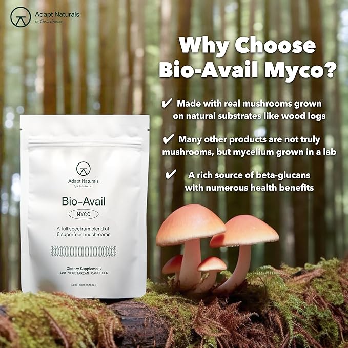 Adapt Naturals Daily Vitality Bundle – Bio-Avail Multivitamin &amp Bio-Acail Myco 8-in-1 Mushroom Complex for Blood Pressure Memory &amp Imune Support – 30-Day Supply