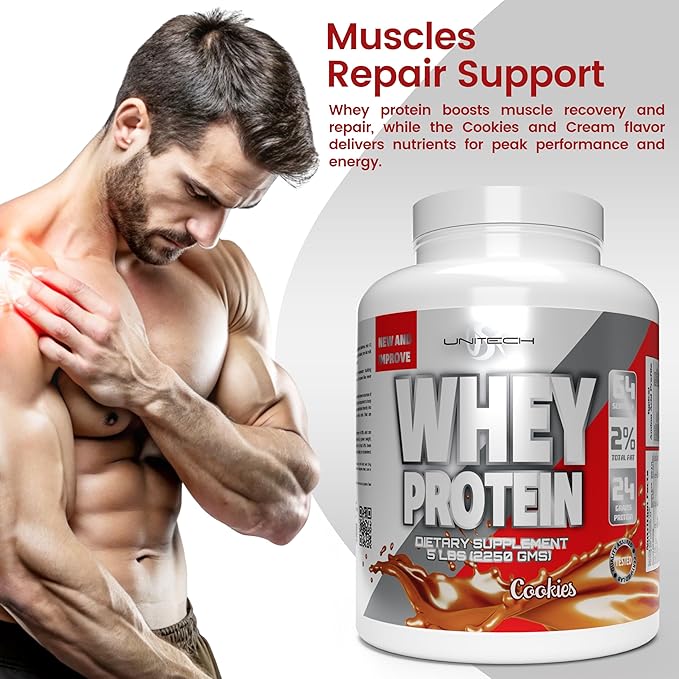 Unitech USK Whey Cookies Protein Powder | Muscle Repair &amp Metabolism Support | Protein with Essential Amino Acids Enzymes &amp Minerals | Sports Supplement | Cookies Flavor 80oz