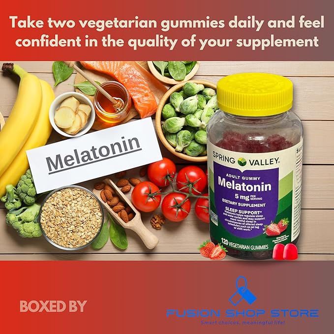 Melatonin Gummies 5mg- Strawberry Flavor Non GMO 120ct (Pack of 1) Boxed by Fusion Shop Store