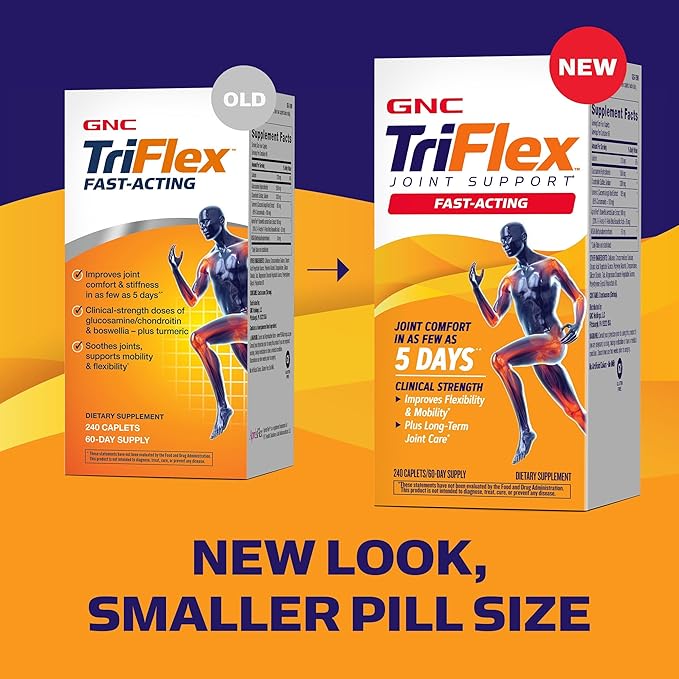 GNC TriFlex Fast-Acting 2.0 Improves Joint Comfort and Stiffness Clinical Strength Doses of Glucosamine/Chondroitin and Boswellia- Plus Turmeric 240 Caplets