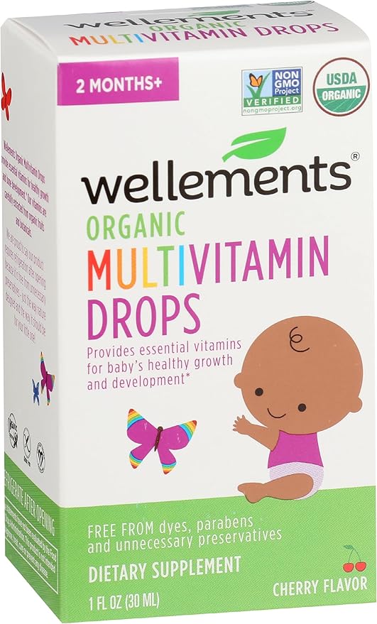 Wellements Organic Multivitamin Baby Drops Gluten Free 1 Fluid Ounces (Pack of 3)