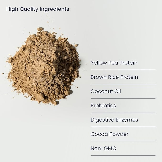 Nourify Plus Plant-Based Protein Shake - All Natural Vegan Protein Powder High Protein &amp Low Sugar Gluten Free Soy Free &amp Dairy Free Chocolate Protein Powder (29.3 oz)