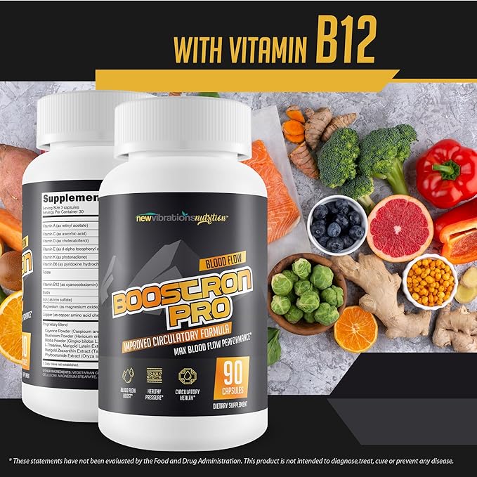 Boostron Pro - Improved Formula - Our Best Blood Flow Booster Supplement - Advanced Blood Flow Care - Our Best Circulation Supplement to Increase Blood Flow Expansion - Vasodilator Nitric Oxide Pills