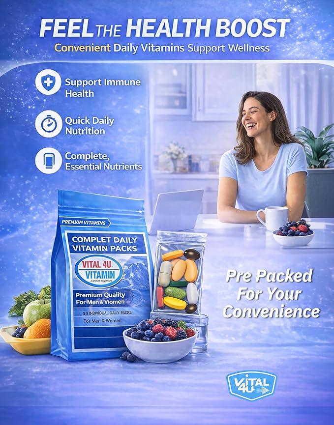 VITAL 4U® Vitamin - Premium Multivitamin for Men and Women | Supports Immune System Energy Heart Health and Body Functions Plus Sports Nutrition with Joint Support - 30 Servings