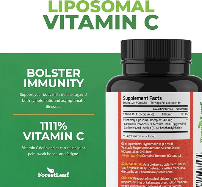 ForestLeaf Immune Support Supplement with Vitamin C + Quercetin for Immunity - Immune Boosters for Adults with Liposomal VIT C Quercetin &amp Stinging Nettle - 2 in 1 Immune System Defense Booster