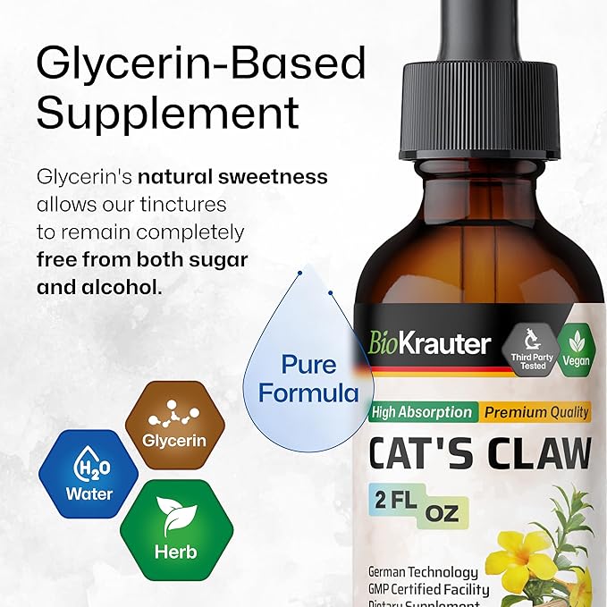 BIO KRAUTER Lemon Balm Tincture 2 Fl. Oz. &amp Cat's Claw Tincture 2 Fl. Oz.