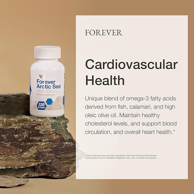 Forever Living - Arctic Sea Omega-3 - Supplement EPA and DHA Fatty Acid Blend Supports Heart Brain and Eye Health Gluten-Free 120 Softgels