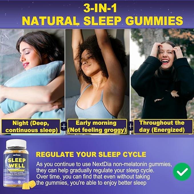 Melatonin Free Natural Sleep Gummies for Adults + Vitamin B Complex Gummies for Women