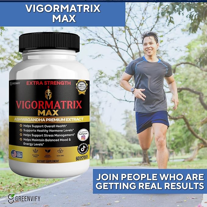 Vigormatrix Max Ashwagandha Premium Extract 60 Capsules Gluten Free Vegan Non-GMO (1)